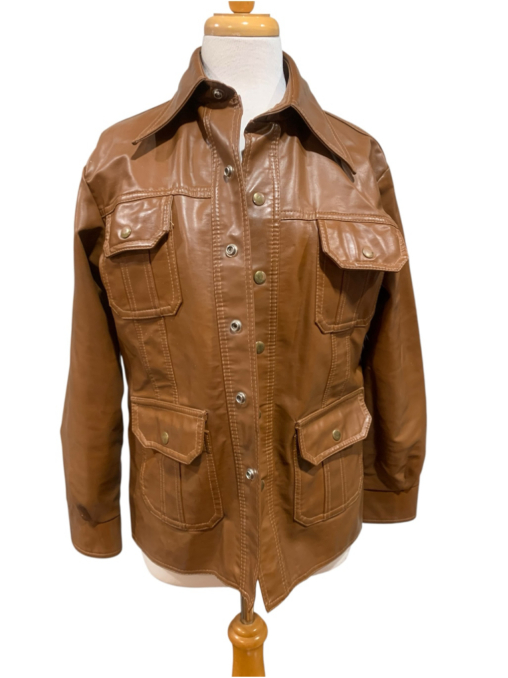 Vtg 70’s Women's Kmart Brown Faux Leather Jacket Size M